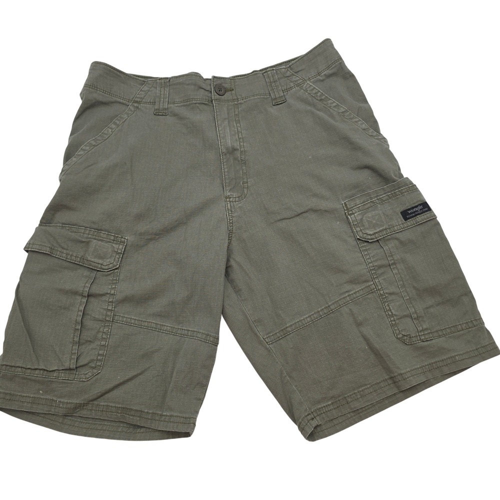 Wrangler Cargo Shorts Mens 33 Olive Green Relaxed Fit Stretch Utility Gorpcore